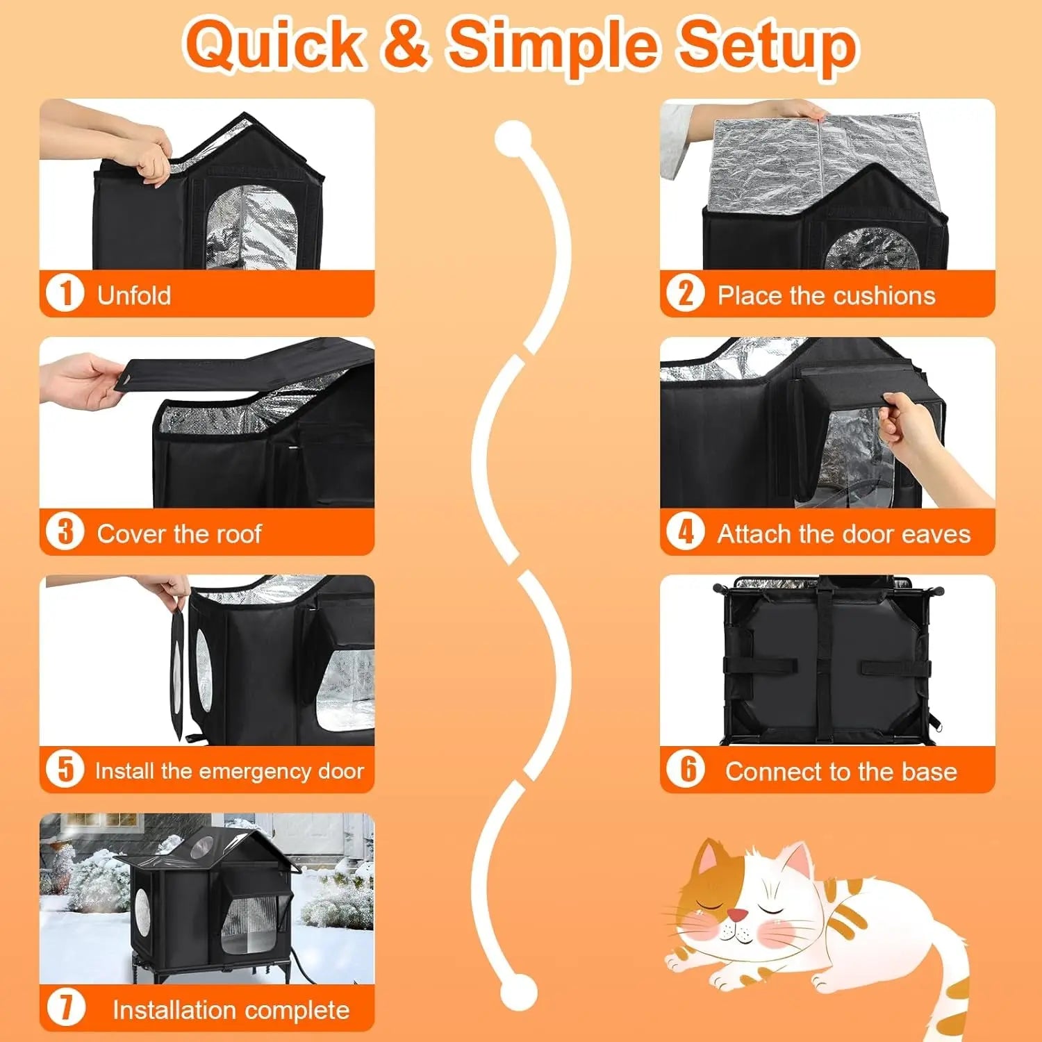 Heated Outdoor Cat House – Weatherproof Insulated Shelter w/ Pad & Escape Door