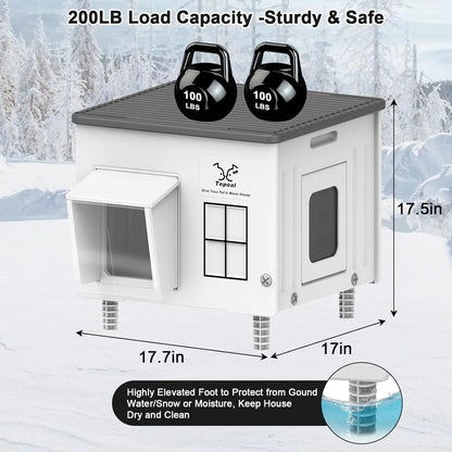 Heated Outdoor Cat House with Escape Door, Insulated Weatherproof Shelter