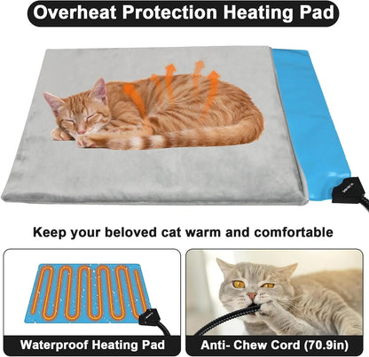 Heated Outdoor Cat House with Escape Door, Insulated Weatherproof Shelter
