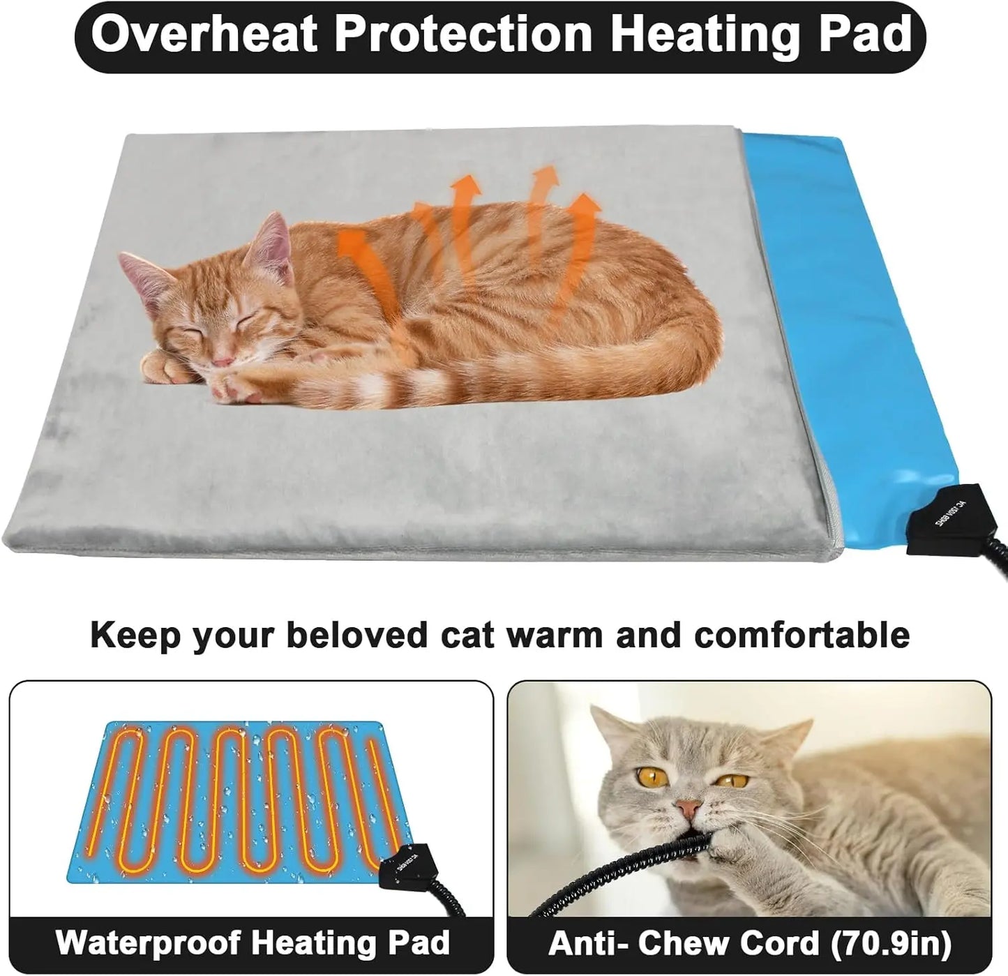 Heated Outdoor Cat House with Escape Door, Insulated Weatherproof Shelter