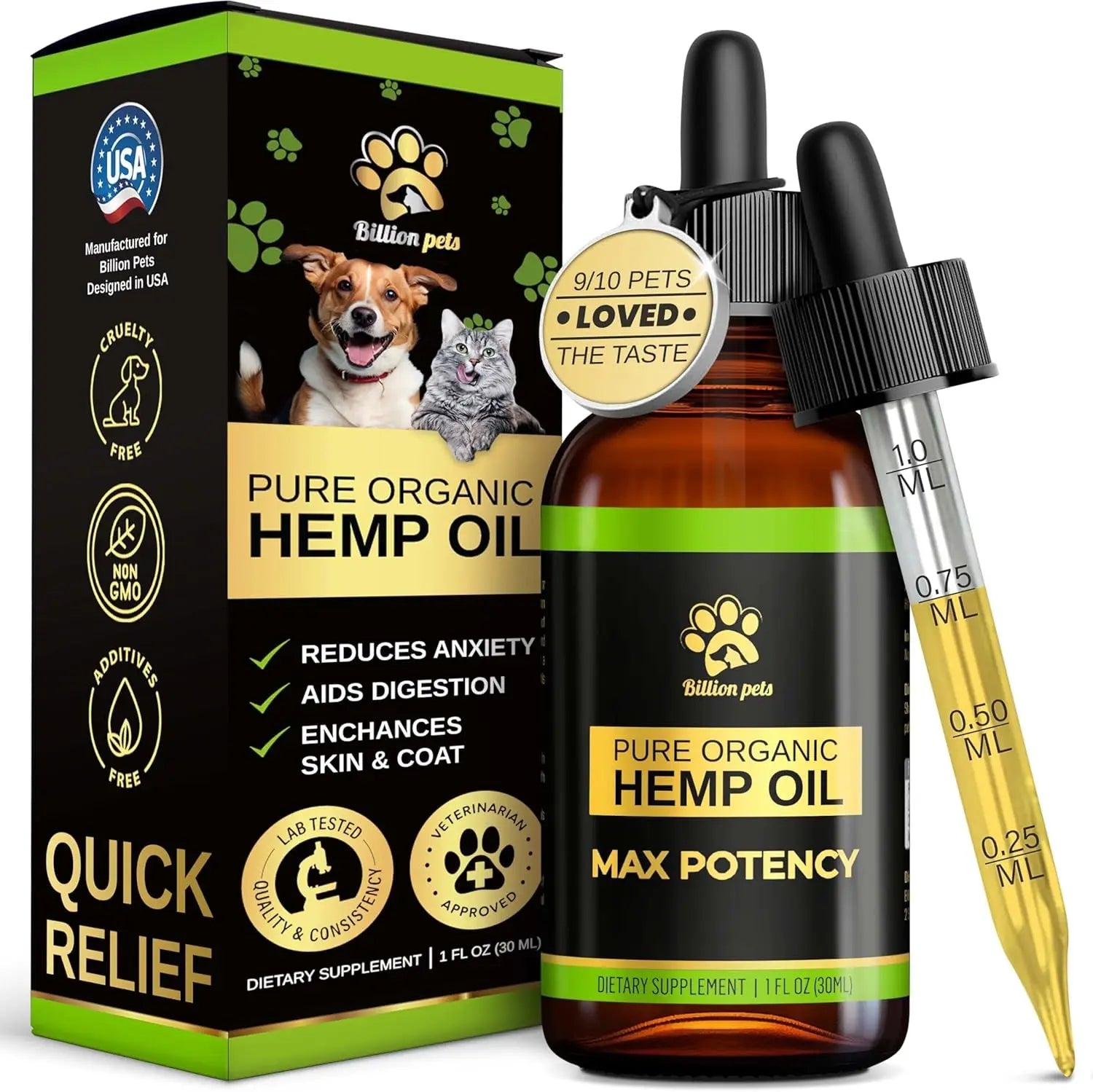 Hemp Oil Calming Drops for Dogs & Cats – Anxiety, Pain & Joint Support 1 Pack