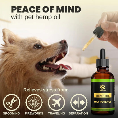 Hemp Oil Calming Drops for Dogs & Cats – Anxiety, Pain & Joint Support