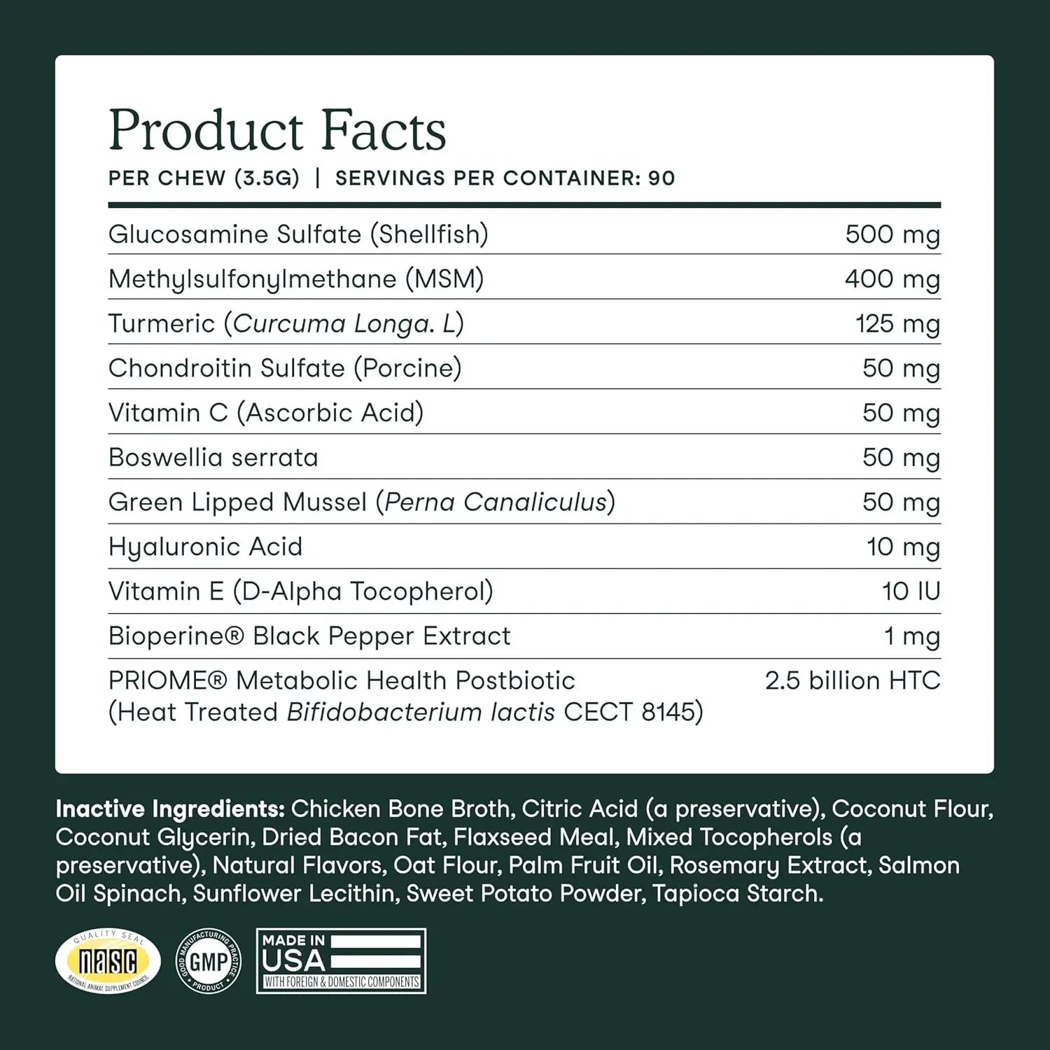 Hip & Joint Supplement for Dogs – 90 Soft Chews, Glucosamine & MSM