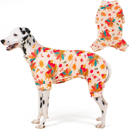 Holiday Dog Pajamas – Soft Stretchy 4-Leg Pet PJs for Dogs 01 Thanksgiving