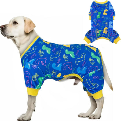 Holiday Dog Pajamas – Soft Stretchy 4-Leg Pet PJs for Dogs 04 Dinosaur