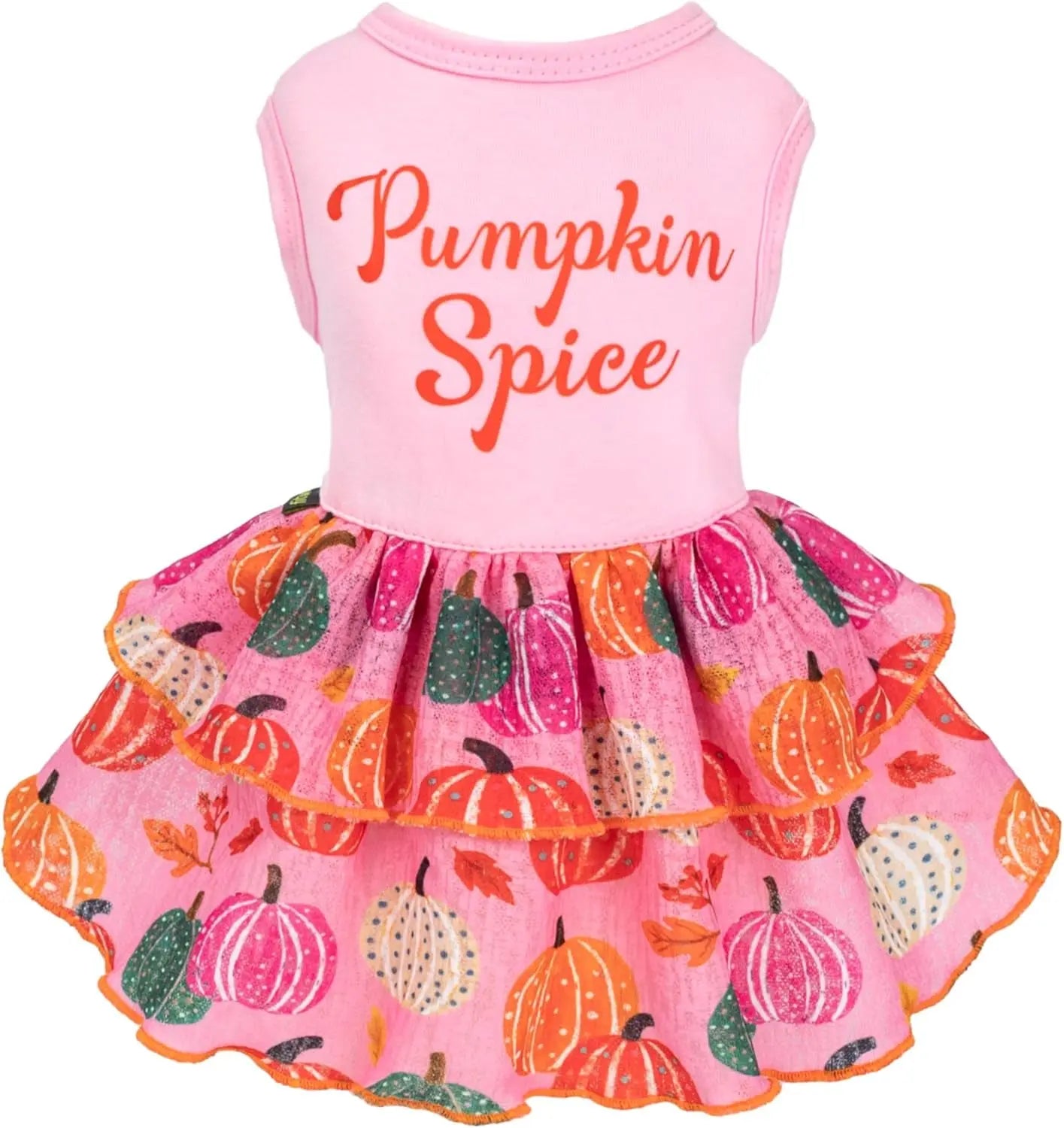 Holiday & Birthday Cotton Dog Dress, Outfit with Bow, Cat & Small Dog Apparel Pumpkin Spice