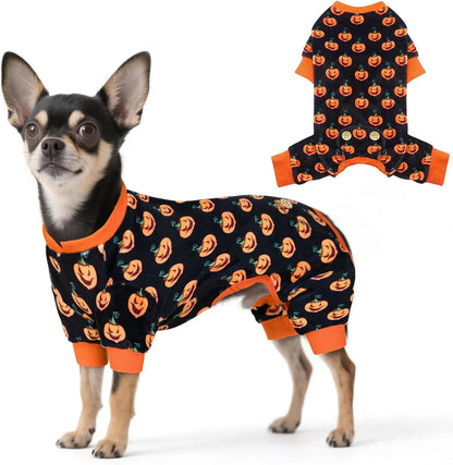 Holiday Dog Pajamas – Soft Stretchy 4-Leg Pet PJs for Dogs 00 Halloween Small (6-11Lbs)