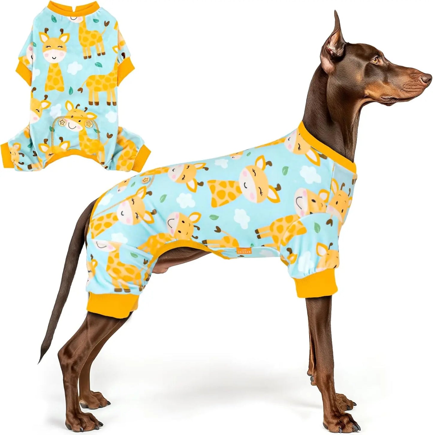 Holiday Dog Pajamas – Soft Stretchy 4-Leg Pet PJs for Dogs 05Giraffe Xxx-Large (60-80Lbs)