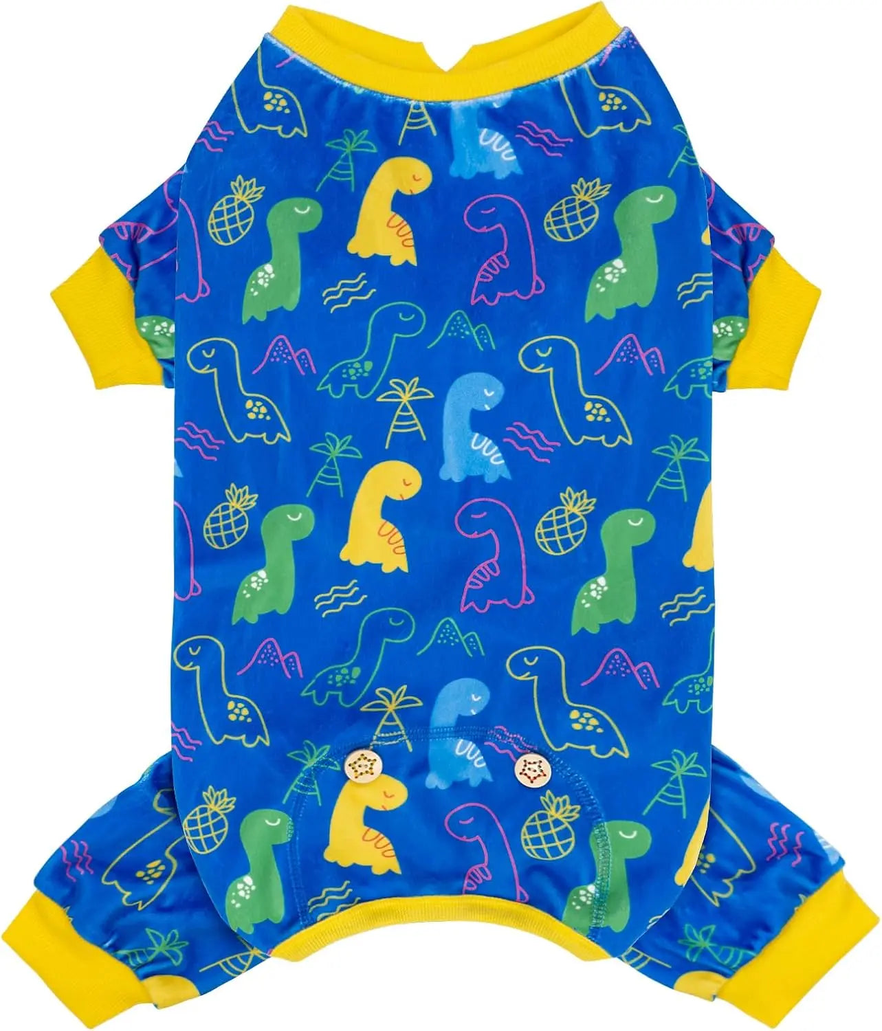 Holiday Dog Pajamas – Soft Stretchy 4-Leg Pet PJs for Dogs 04 Dinosaur