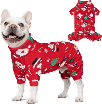 Holiday Dog Pajamas – Soft Stretchy 4-Leg Pet PJs for Dogs 02 Xmas