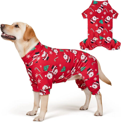Holiday Dog Pajamas – Soft Stretchy 4-Leg Pet PJs for Dogs 02 Xmas