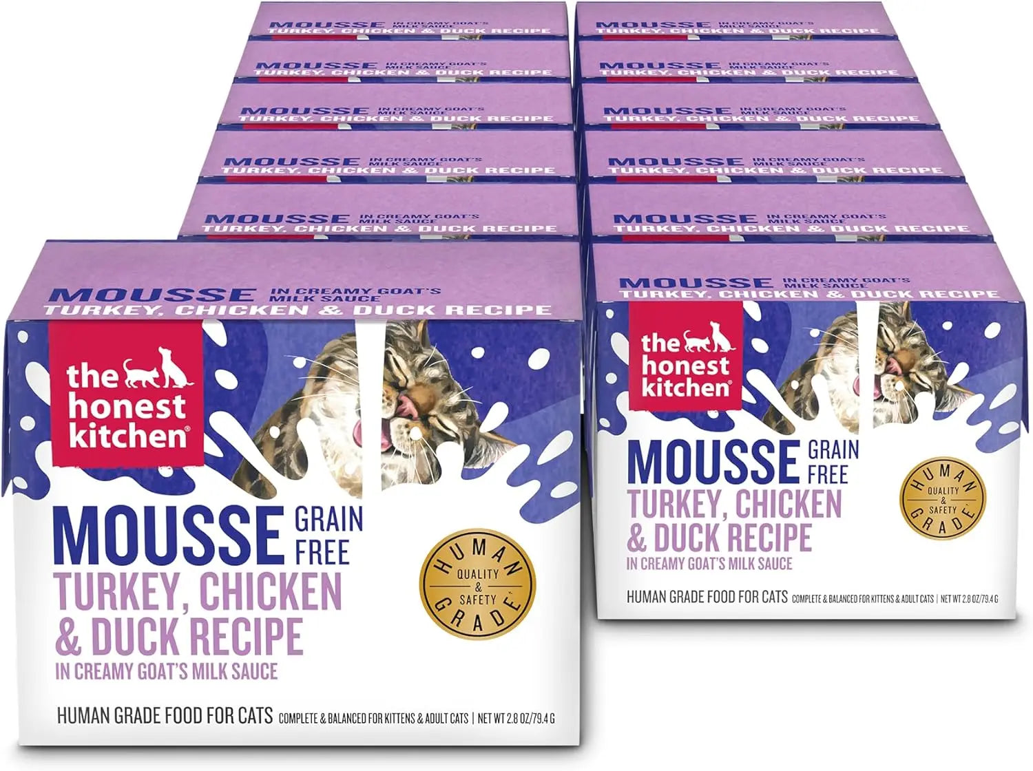 Honest Kitchen Grain-Free Cat Mousse Goat Milk Variety Pack 2.8oz (12 Pack) Turkey, Chicken, Duck 2.8 Ounce (Pack Of 12)