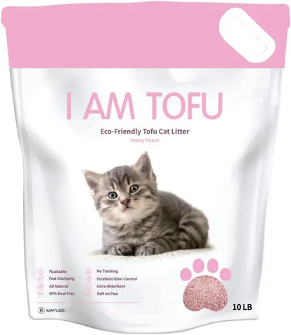 I AM TOFU Cat Litter, Flushable Plant-Based Litter with Odor Control Honey Peach 10 Lbs