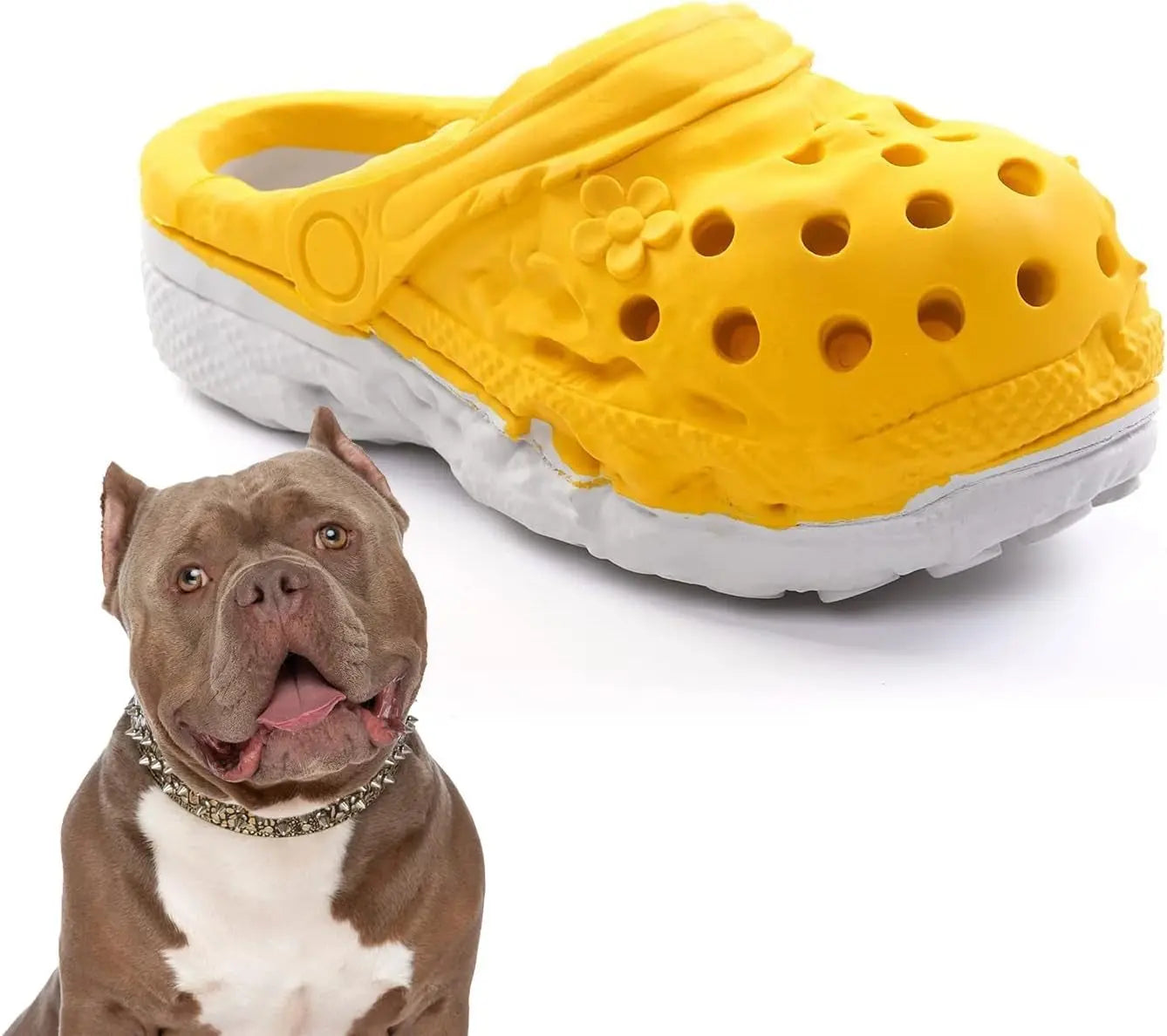 Indestructible Dog Shoe Chew Toy for Aggressive Chewers Rubber Yellow