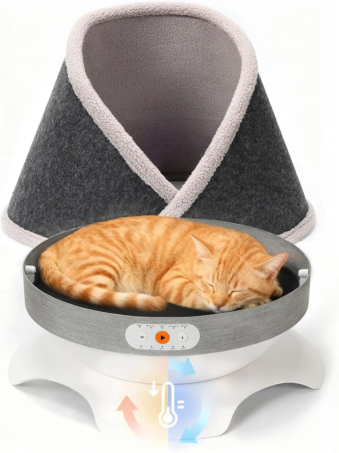 Indoor Heated & Cooling Cat Cave Bed with White Noise Smart Temperature Cat Bed Default Title