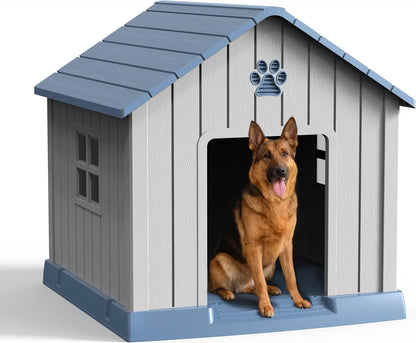 Indoor Outdoor Dog House for Small to Large Dogs – Weatherproof, Elevated Shelter Blue 31.18*33.7*32.52