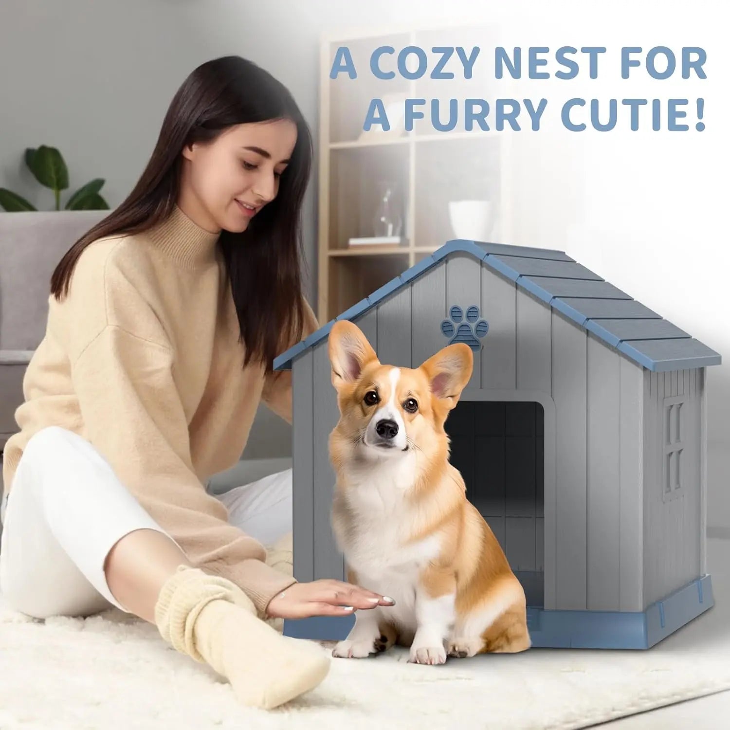 Indoor Outdoor Dog House for Small to Large Dogs – Weatherproof, Elevated Shelter