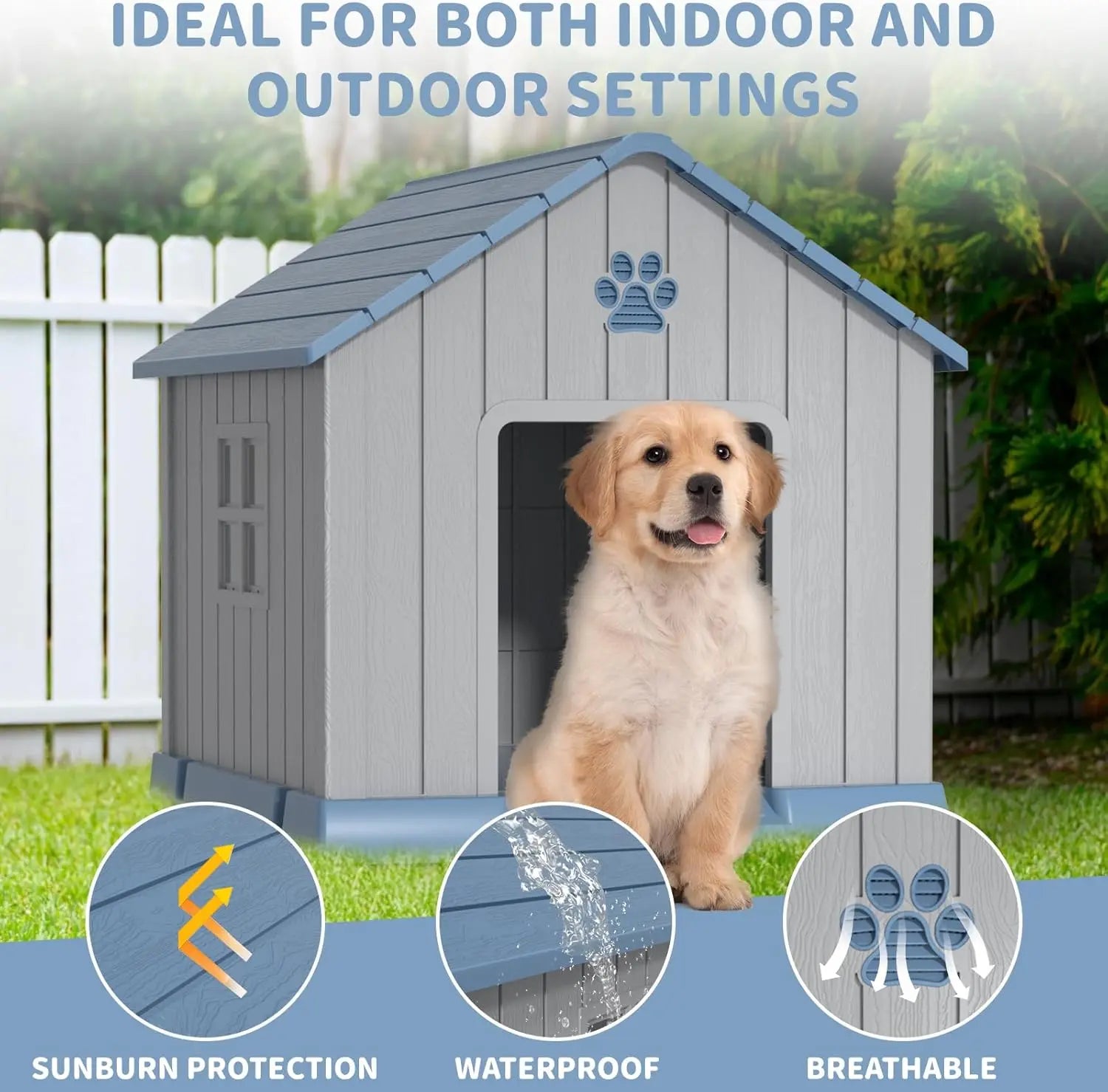 Indoor Outdoor Dog House for Small to Large Dogs – Weatherproof, Elevated Shelter