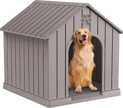 Indoor Outdoor Dog House for Small to Large Dogs – Weatherproof, Elevated Shelter Grey 38.62*36.26*38.07