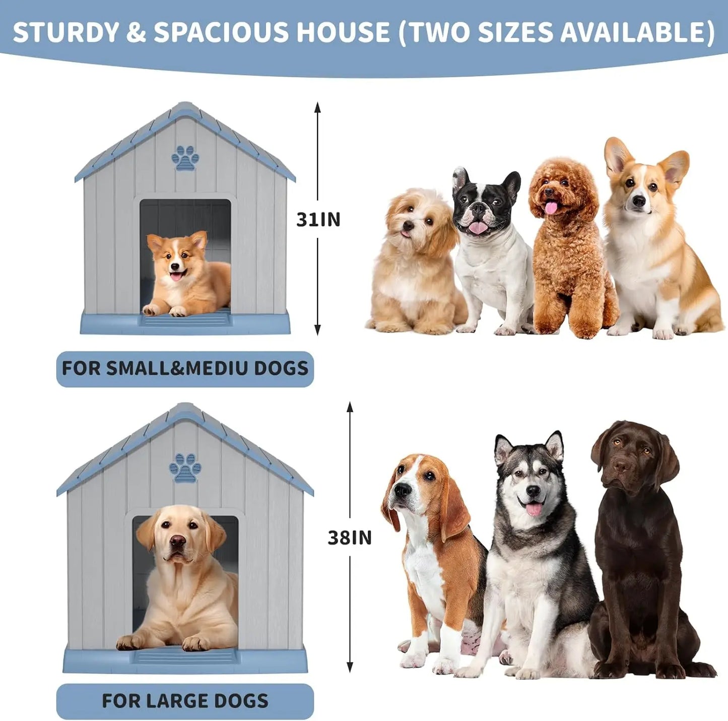 Indoor Outdoor Dog House for Small to Large Dogs – Weatherproof, Elevated Shelter