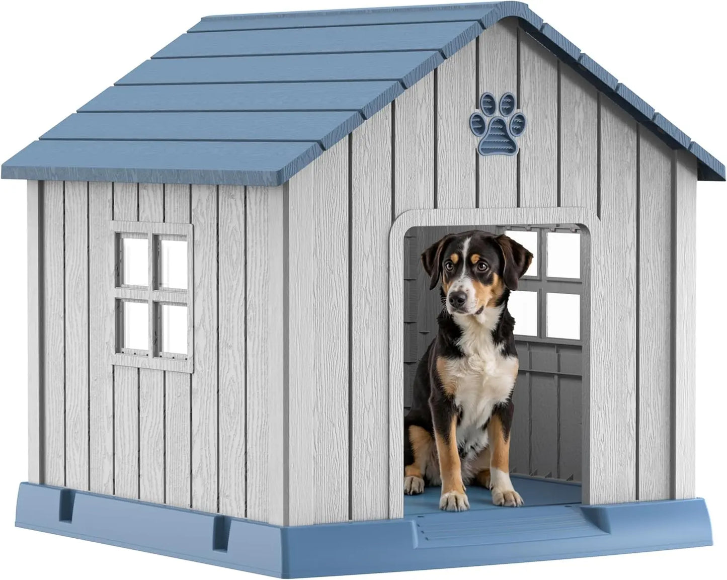 Indoor Outdoor Dog House for Small to Large Dogs – Weatherproof, Elevated Shelter Blue-1 31.18*33.7*32.52