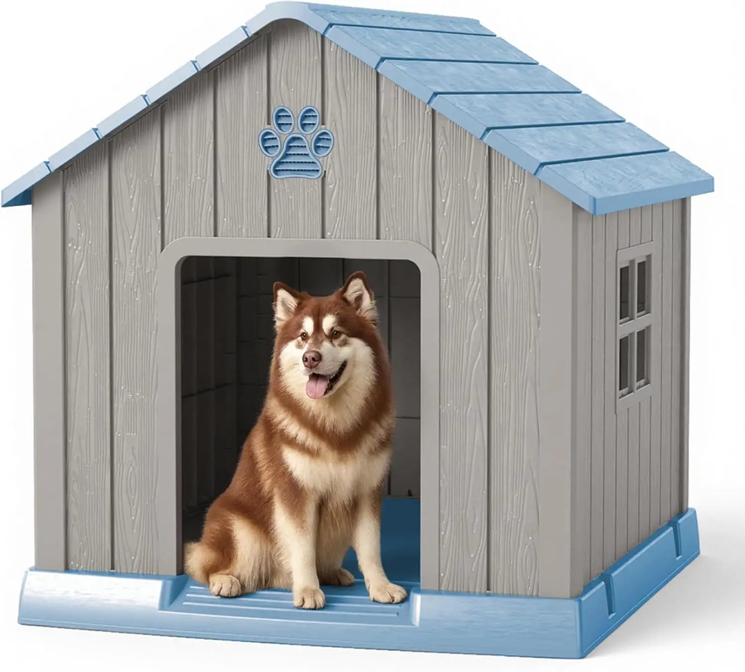 Indoor Outdoor Dog House for Small to Large Dogs – Weatherproof, Elevated Shelter Blue 37.8*40.87*38.82