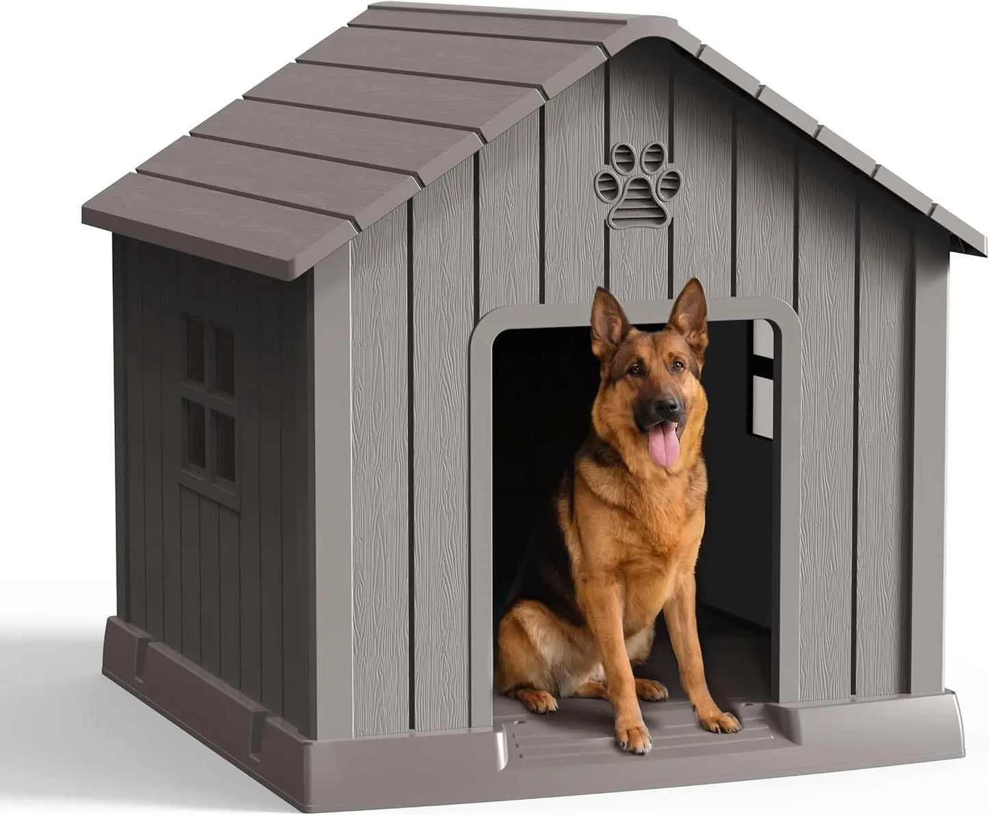 Indoor Outdoor Dog House for Small to Large Dogs – Weatherproof, Elevated Shelter Light Brown 31.18*33.7*32.52