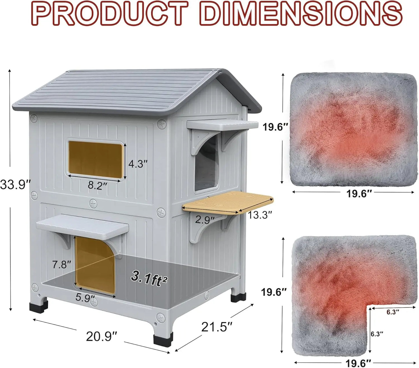 Insulated 2-Story Outdoor Cat House with Soft Mat – Waterproof, Easy Clean Shelter for Winter