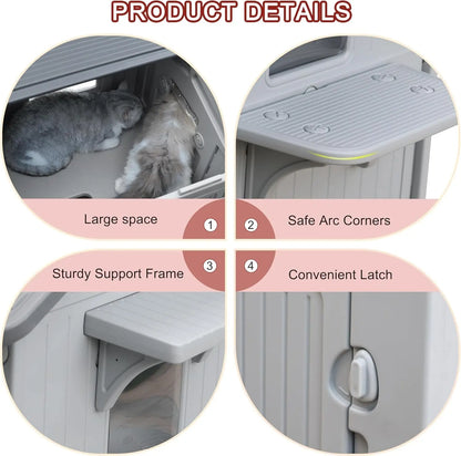 Insulated 2-Story Outdoor Cat House with Soft Mat – Waterproof, Easy Clean Shelter for Winter