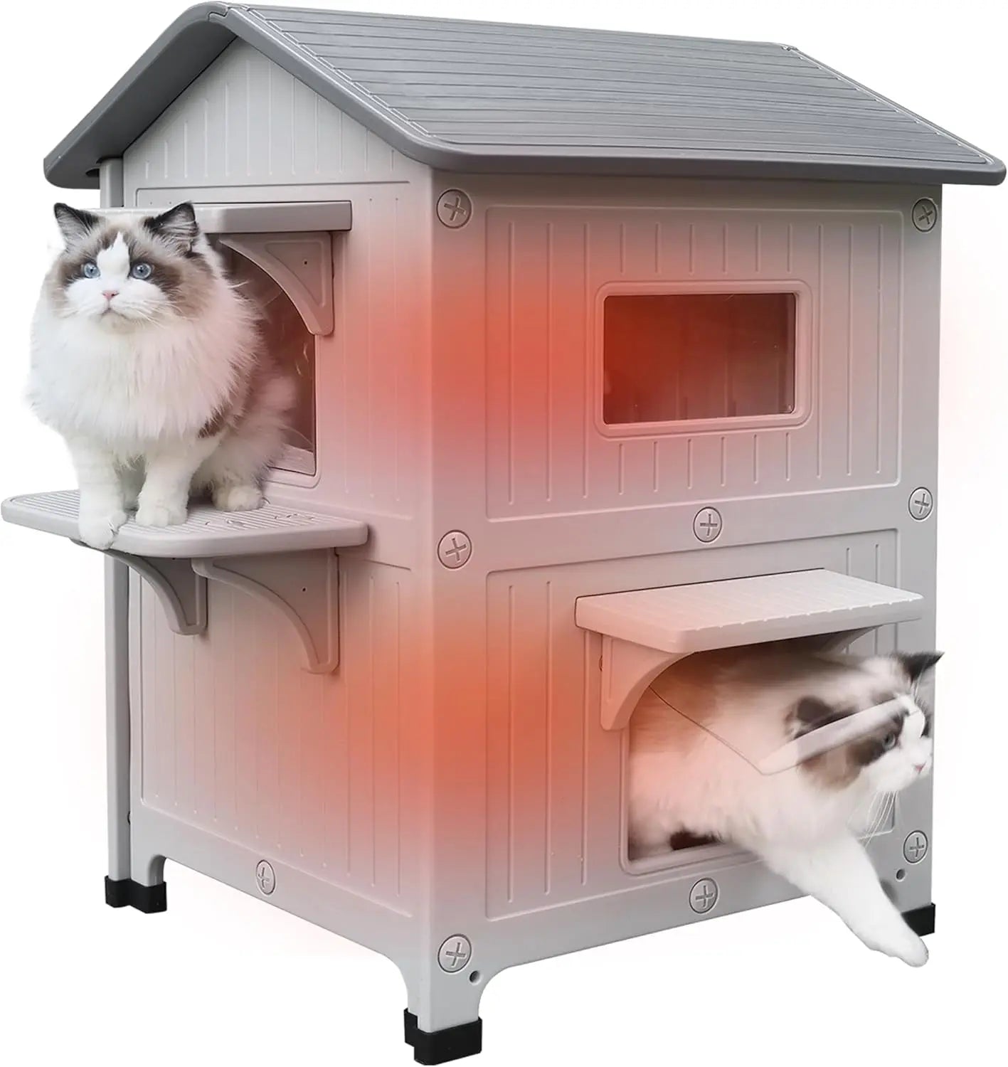 Insulated 2-Story Outdoor Cat House with Soft Mat – Waterproof, Easy Clean Shelter for Winter
