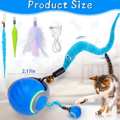 Interactive Cat Toy Ball Automatic Rechargeable 2-Speed Chasing Toy with Tails