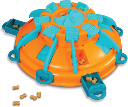 Interactive Dog Treat Toy Multi-Puzzle Level 4 Expert Enrichment Tower Of Treats (Orange, Blue) 1 Count (Pack Of 1)
