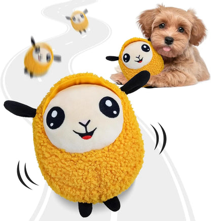 Interactive Moving Ball Rechargeable Plush Squeak Toy for Small/ Med/Large Dogs Orange Sheep
