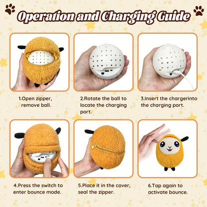 Interactive Moving Ball Rechargeable Plush Squeak Toy for Small/ Med/Large Dogs