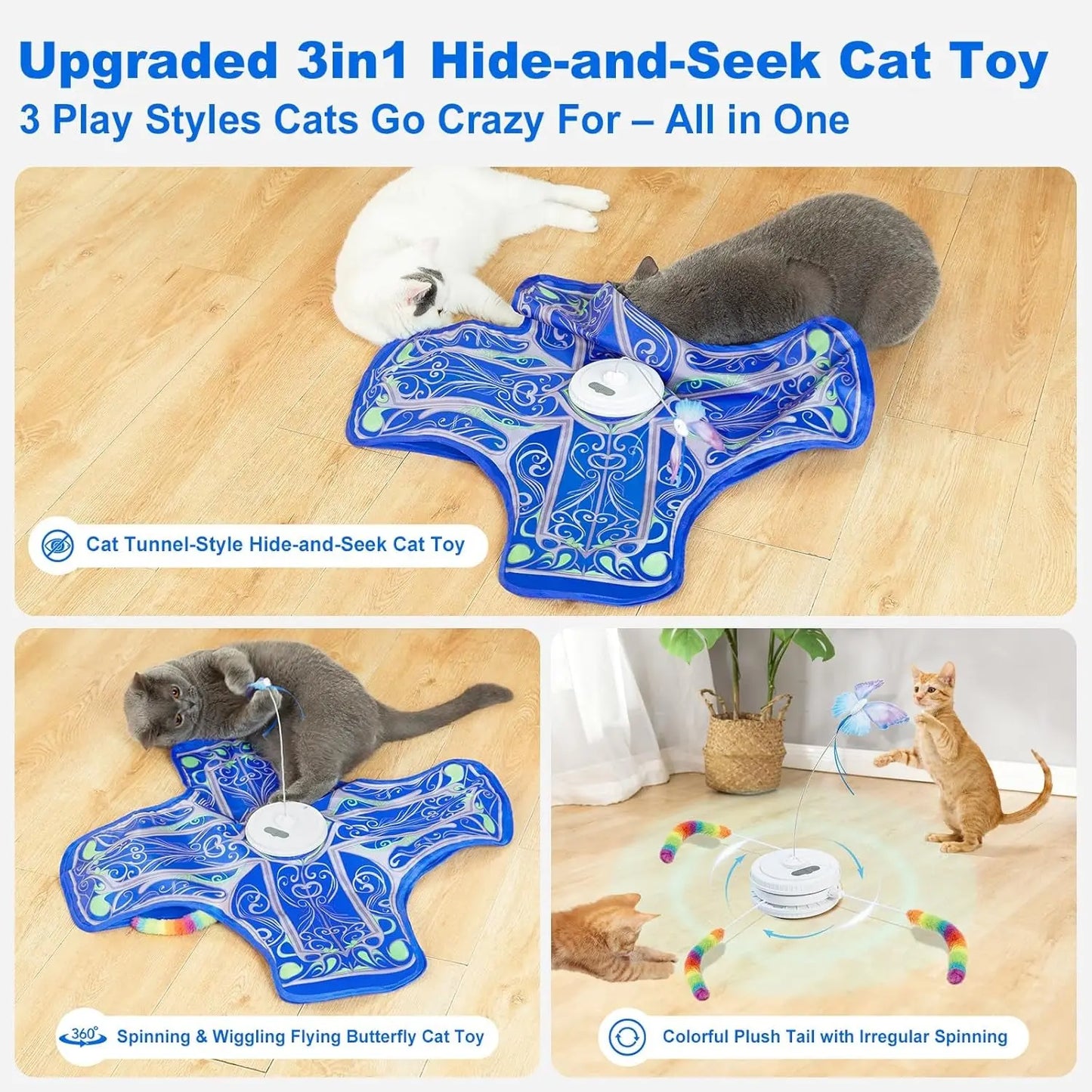 Interactive Rechargeable Cat Toy – Touch-Activated Hide & Seek Play