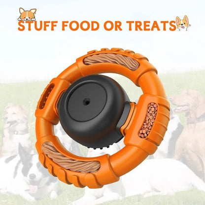 Interactive Tough Dog Chew Toy for Aggressive Chewers, Durable Squeaky Nylon & Rubber Toys for All Breeds