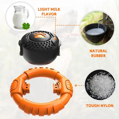 Interactive Tough Dog Chew Toy for Aggressive Chewers, Durable Squeaky Nylon & Rubber Toys for All Breeds