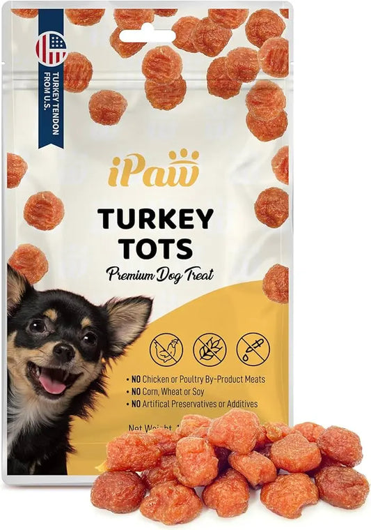 Ipaw Chicken& Turkey Tots Dog Treats for Puppy Training, All Natural Human Grade Dog Treat, Hypoallergenic, Easy to Digest Turkey Tots 3.5 Ounce (Pack Of 1)