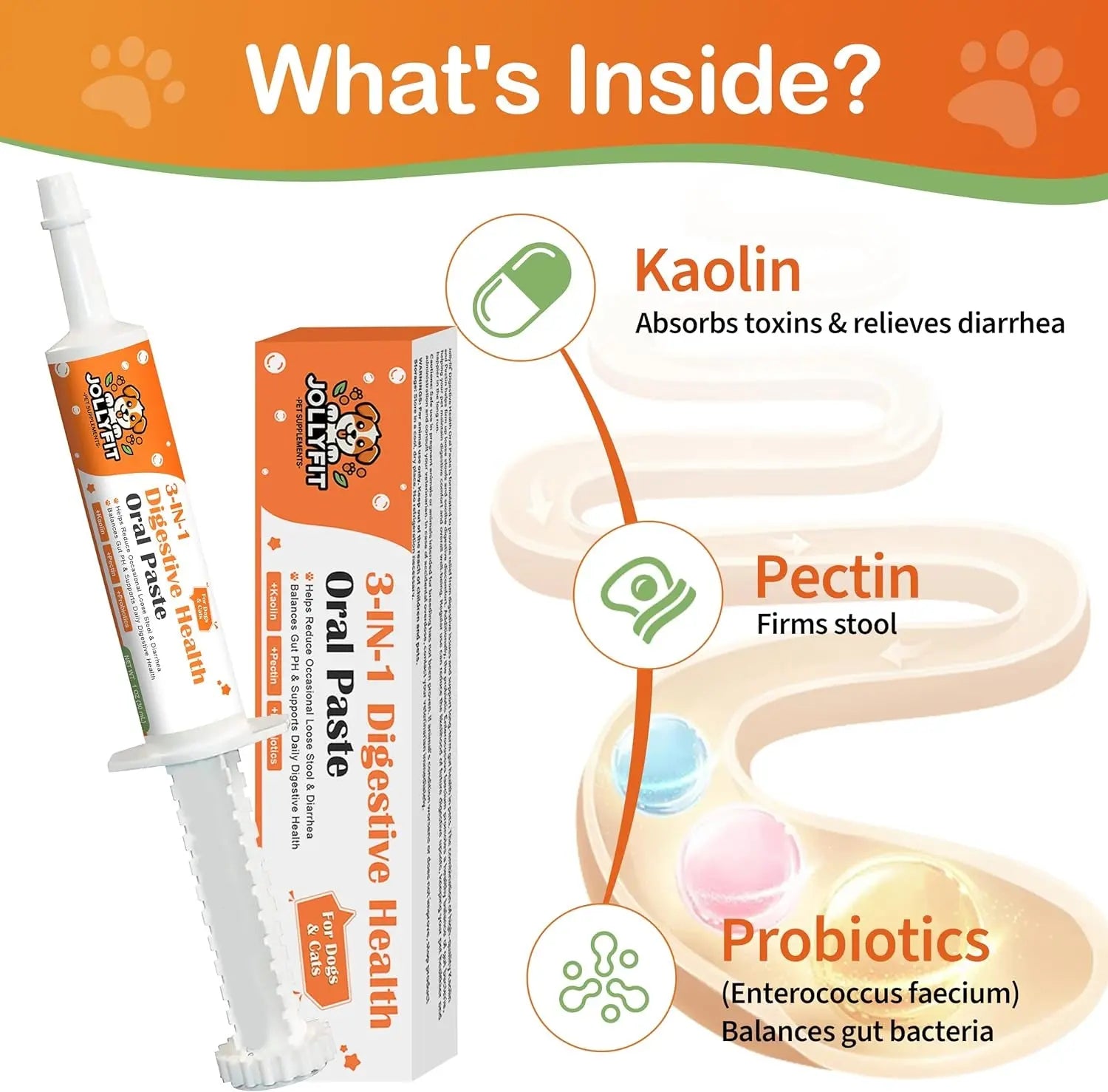 Kaolin Pectin Probiotic Paste for Dogs & Cats – Digestive Support Anti-Diarrhea