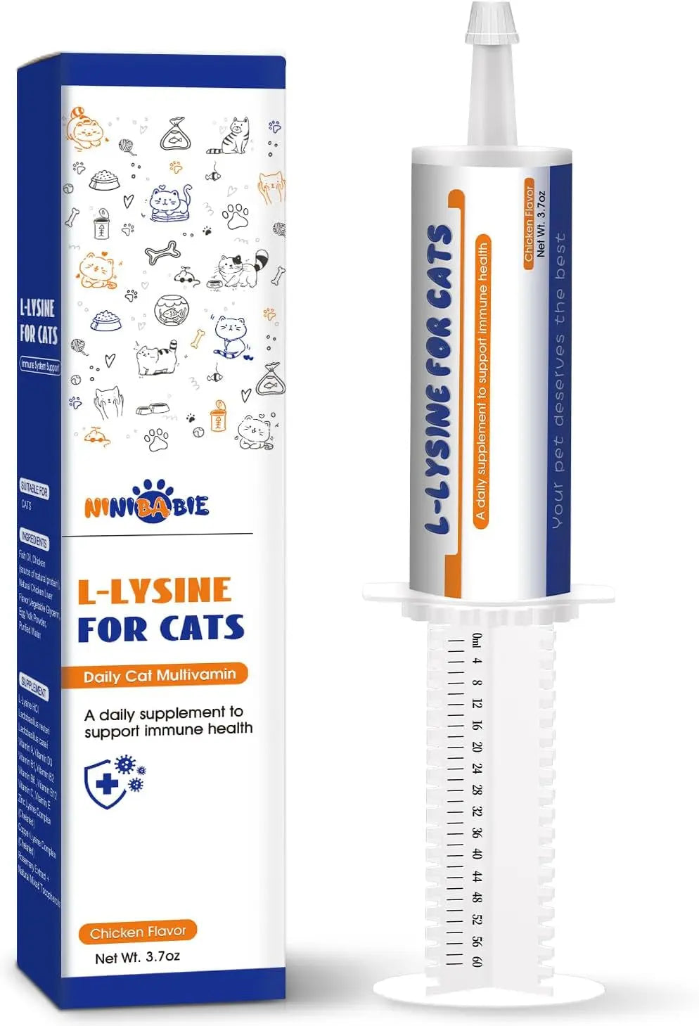 L-Lysine Cat Supplement Oral Gel 3.7 oz – Immune & Respiratory Support 3.7Oz