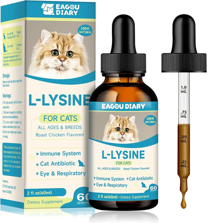 L-Lysine Liquid Drops for Cats Immune & Respiratory Support 2oz Chicken Default Title