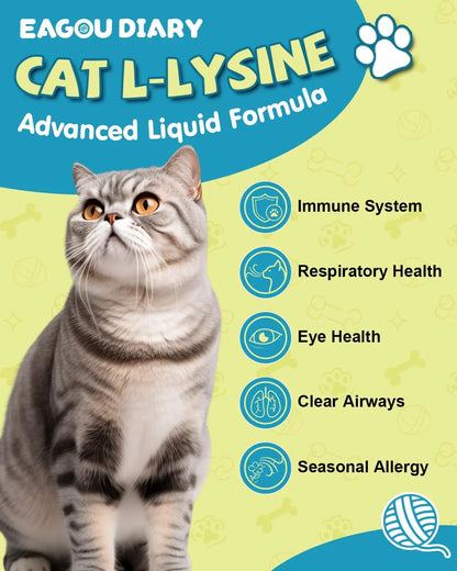 L-Lysine Liquid Drops for Cats Immune & Respiratory Support 2oz Chicken
