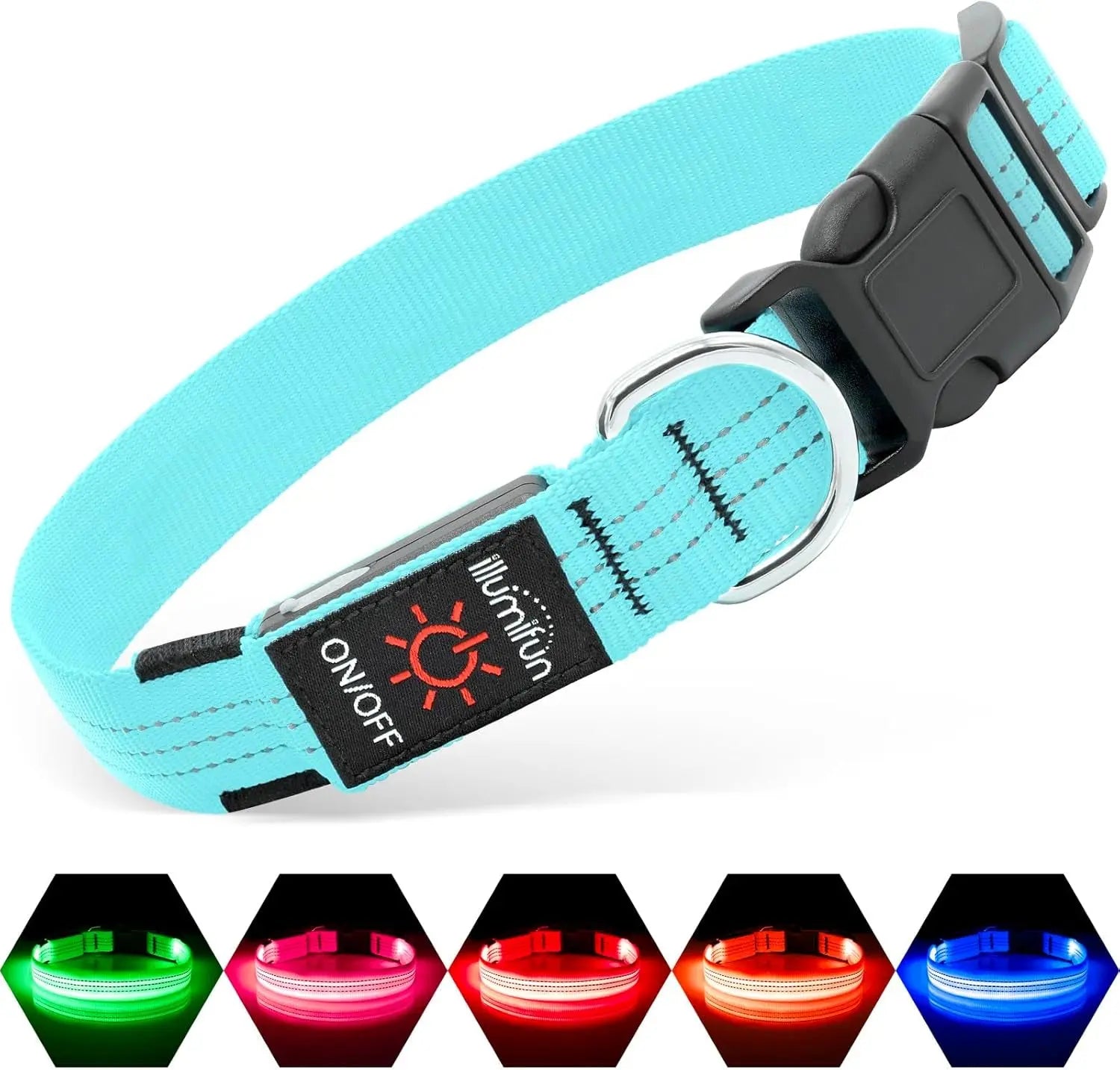 LED Dog Collar Rechargeable Light-Up Safety Collar for Night Walking (colors) Blueⅲ
