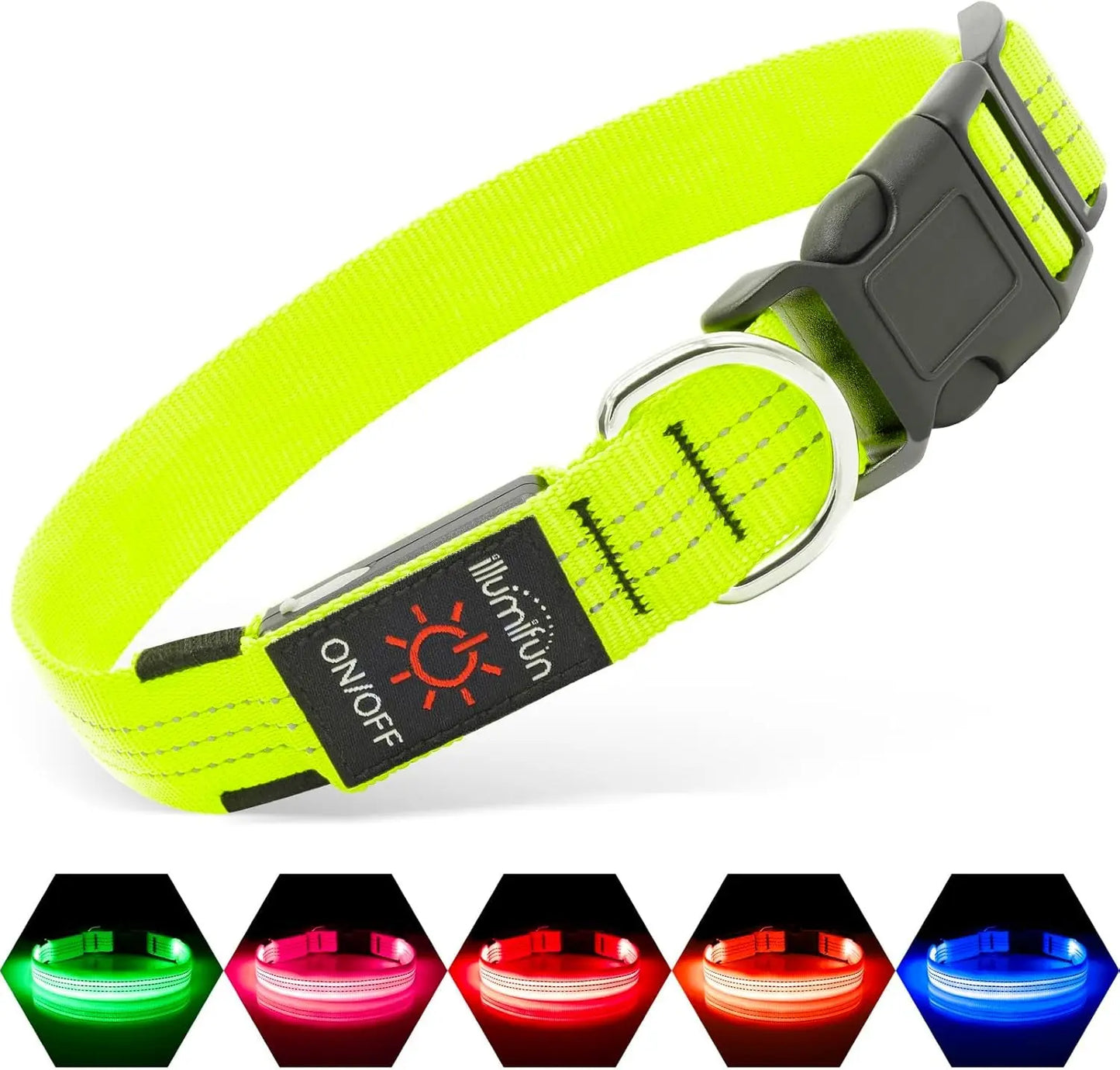 LED Dog Collar Rechargeable Light-Up Safety Collar for Night Walking (colors) Greenⅲ