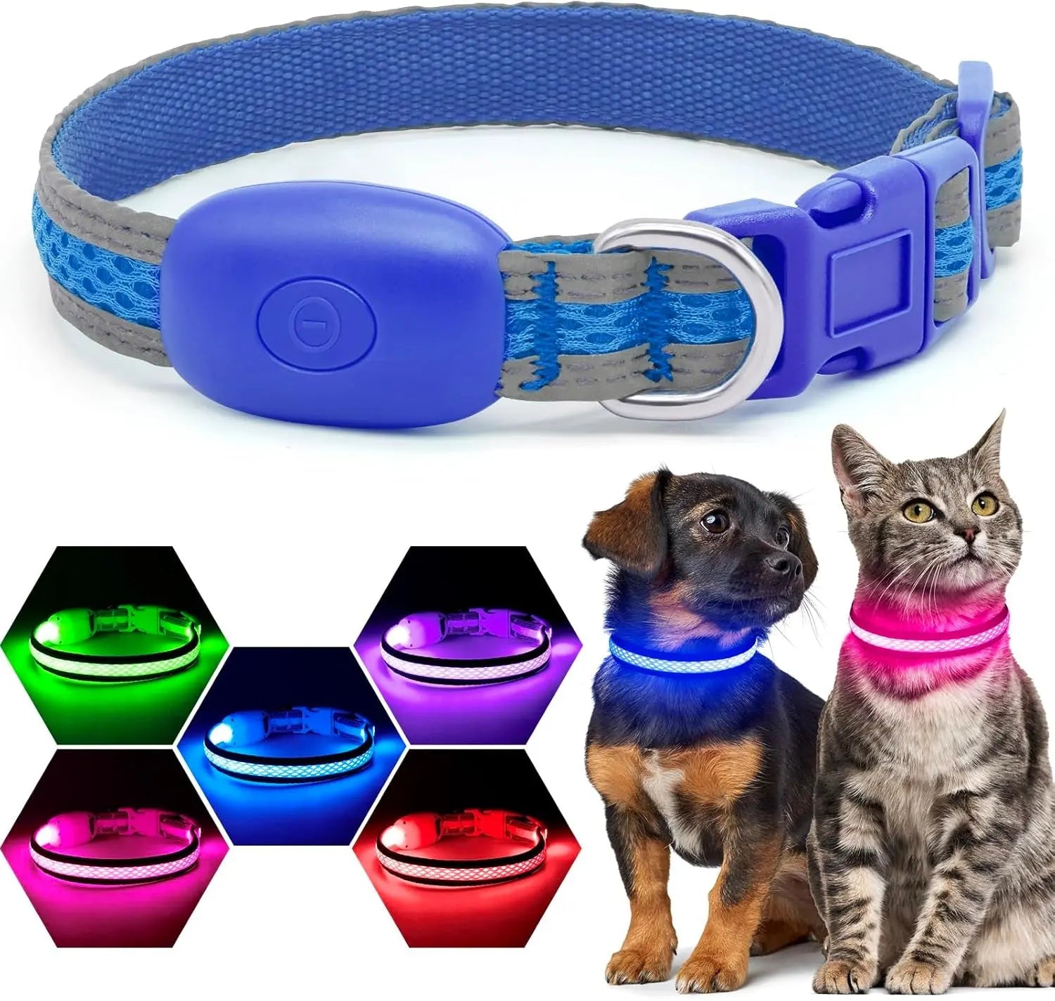 LED Dog Collar USB Rechargeable Light Up Safety Collar - All Colors/ Sizes