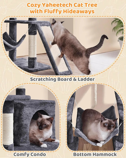 Large 63” Tall Multi-Level Cat Tree Tower – Ideal for climbing, scratching & lounging