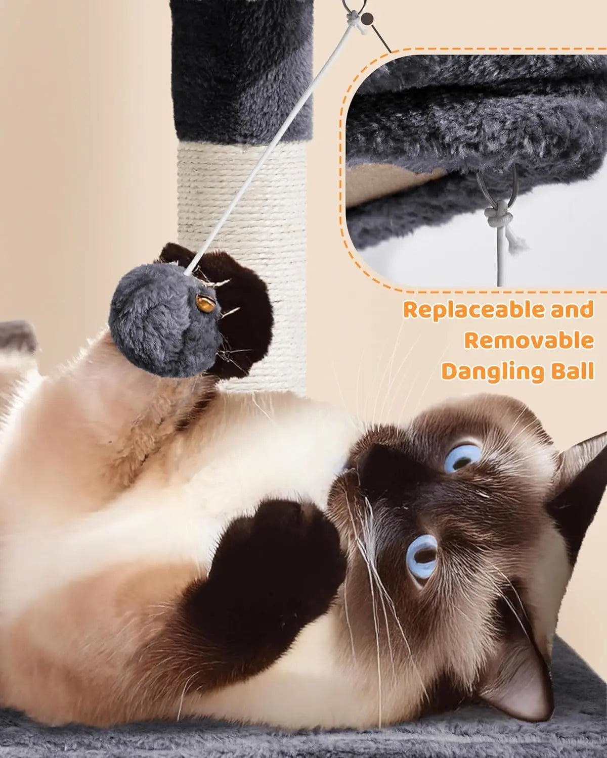 Large 63” Tall Multi-Level Cat Tree Tower – Ideal for climbing, scratching & lounging