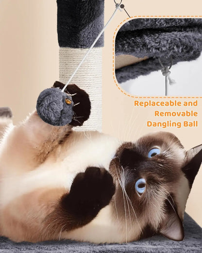 Large 63” Tall Multi-Level Cat Tree Tower – Ideal for climbing, scratching & lounging