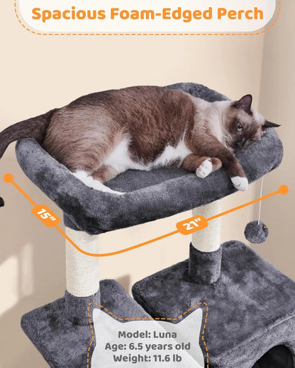 Large 63” Tall Multi-Level Cat Tree Tower – Ideal for climbing, scratching & lounging