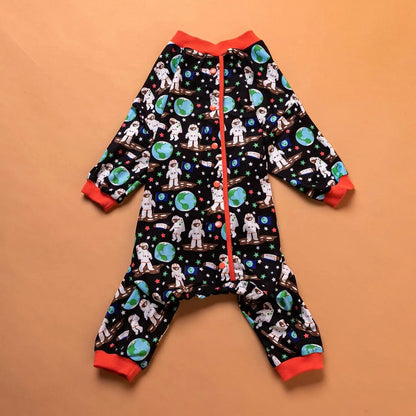 Large Dog Pajamas Space Astronaut Print Recovery Shirt UV Pullover